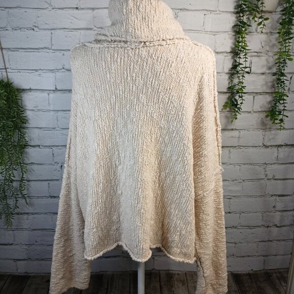 FREE PEOPLE BIG EASY COWL NECK SWEATER,  CREAM, OVERSIZED WOMENS SMALL - Picture 5 of 10